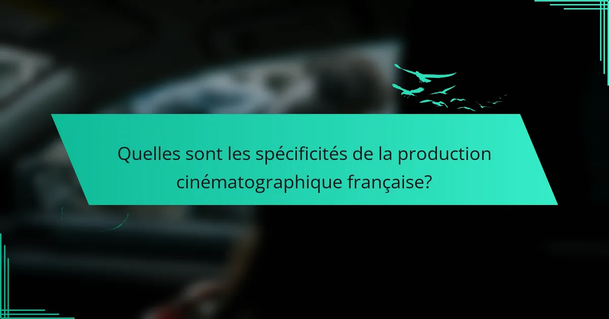 Quelles sont les spécificités de la production cinématographique française?